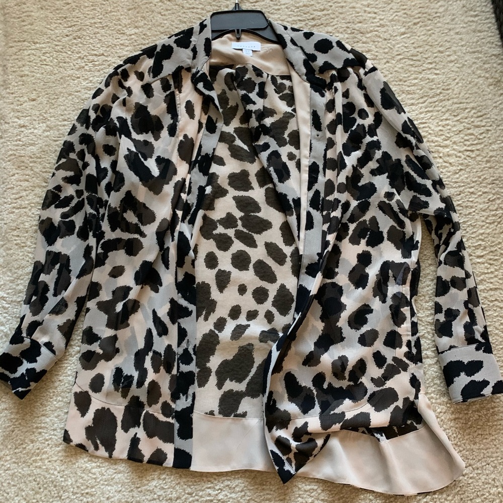Topshop Black and Cream Leopard Print Top